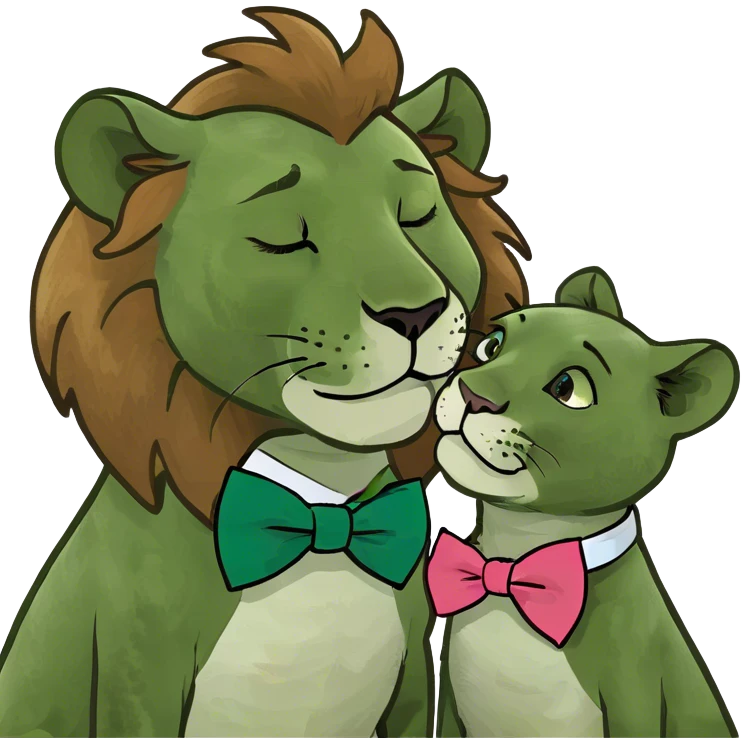 Lion giving a kiss emoji