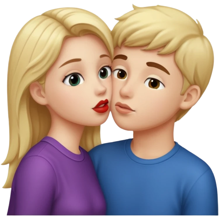 Big boobs girll kissing with a boy emoji