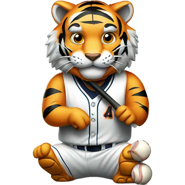 Tiger with baseball and bat emoji