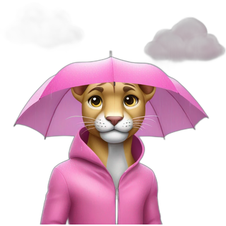 pink panther under rain and clouds emoji