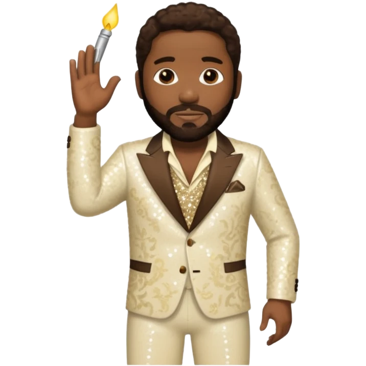 Eddie Levert from The O'Jays with dark brown hair, cream sequin outfit emoji