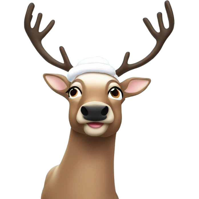 The gayest reindeer in drag sniffing snow emoji