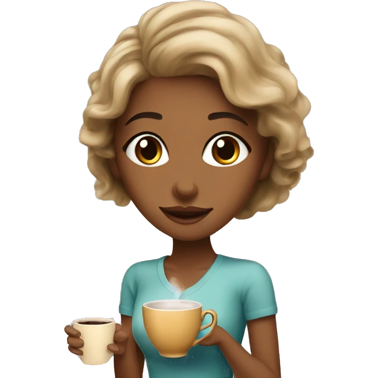 beautiful girl in tea and coffee shop brewing tea emoji