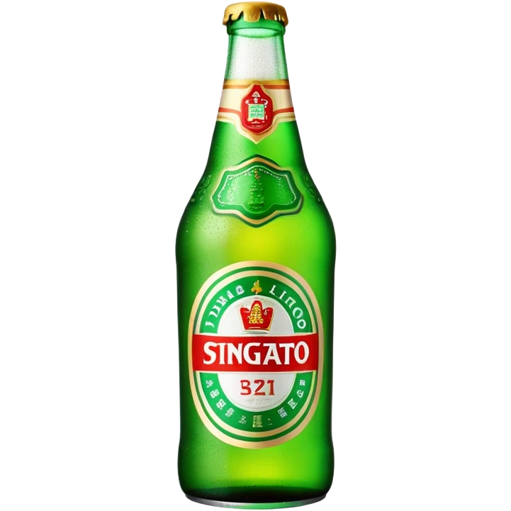 Tsingtao beer bottle with green label emoji