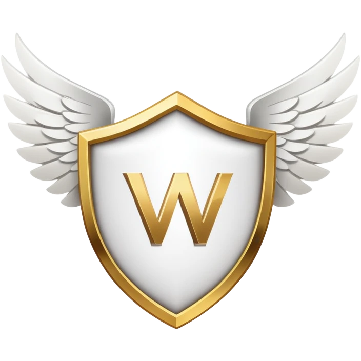 Gold shield with white wings and a large, bold VIP text in the center, simplified clean design with emphasis on the VIP label emoji