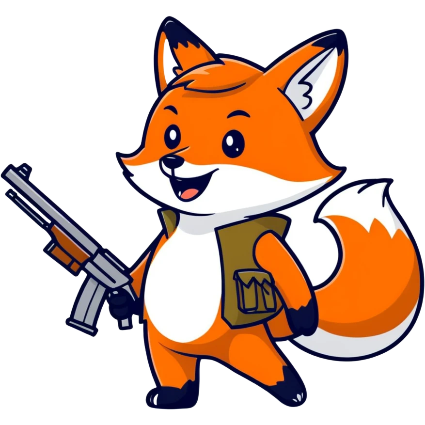 Renard avec un fusil qui rire emoji