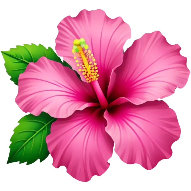 pink and green hibiscus emoji