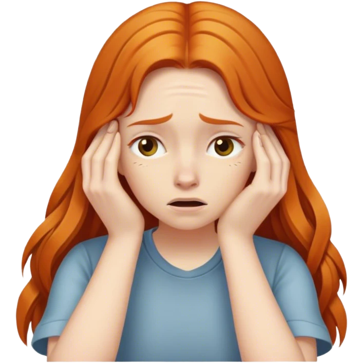 ginger girl facepalm long hair emoji