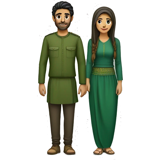 Kurdish couple, green clothes  emoji