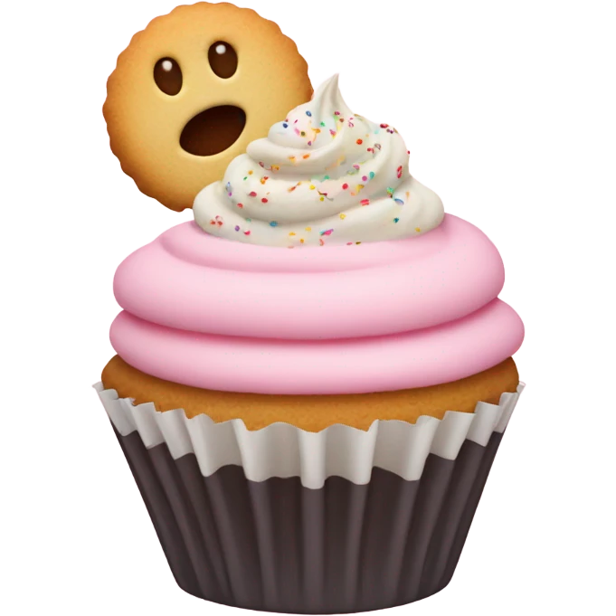 Cupcake with a sugar cookie on top emoji