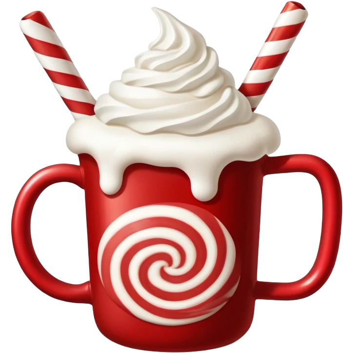 Steaming peppermint hot cocoa in a festive holiday mug emoji