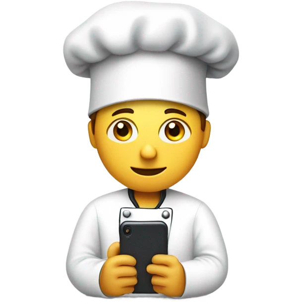 person with chefs hat scrolling through phone emoji