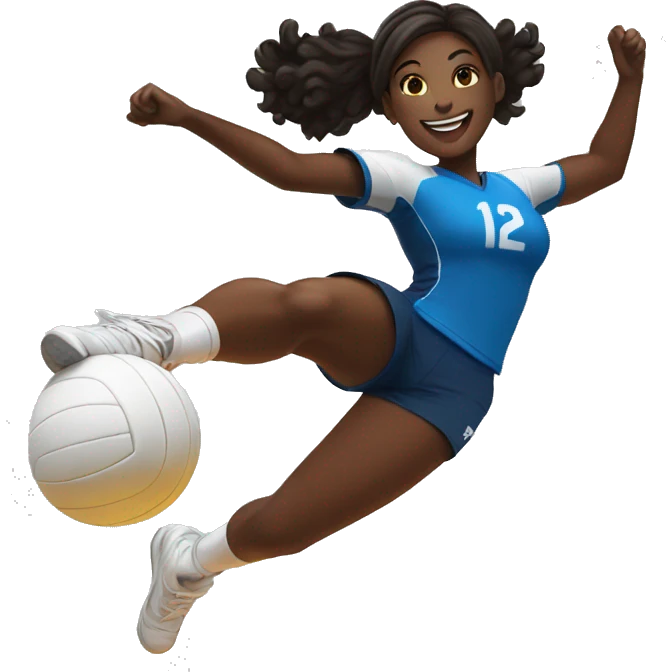 Volleyball black girl player jumping emoji