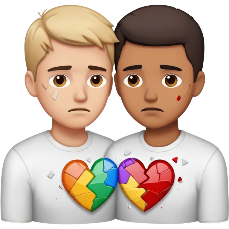 gay couple breaking up with a shattered heart between them emoji
