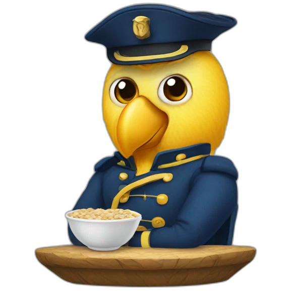 Captain bird's eye contemplating oatmeal emoji