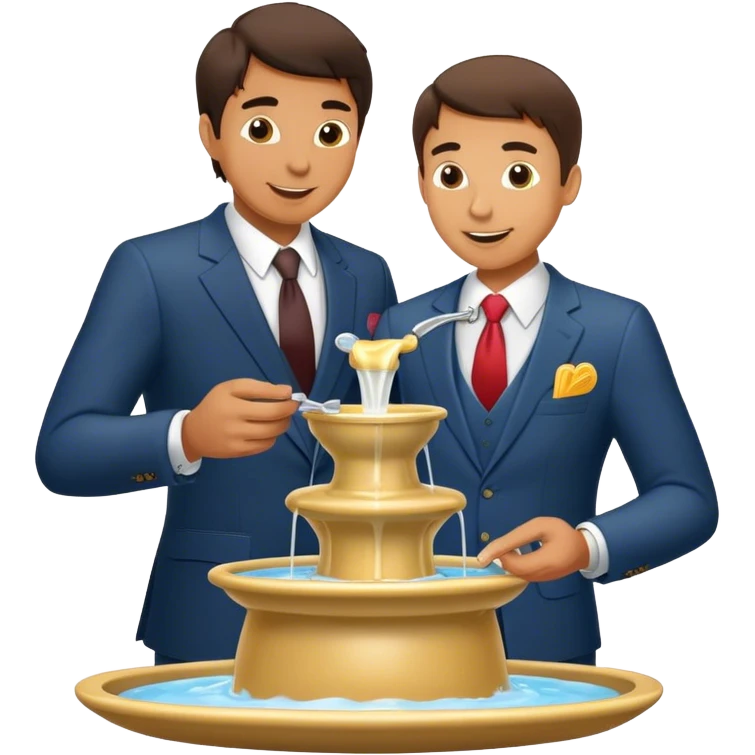 Man in suit with money bag eating Fondue fountain emoji