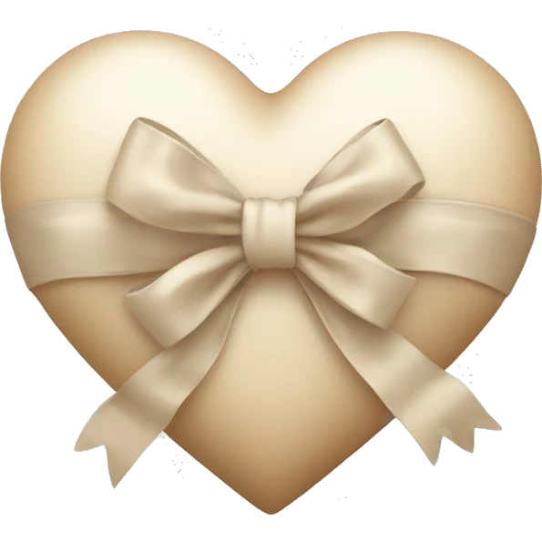 Beige heart with bow white emoji
