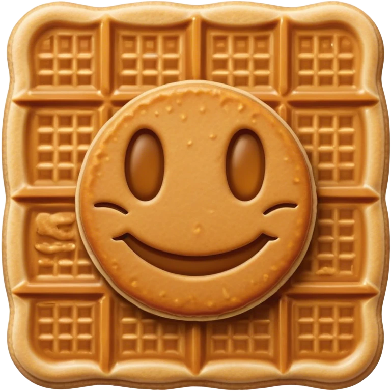 Cinematic Realistic Stroopwafel Dessert Emoji, depicted as a delicate caramel-filled waffle cookie rendered with crisp textures and warm, inviting lighting. emoji