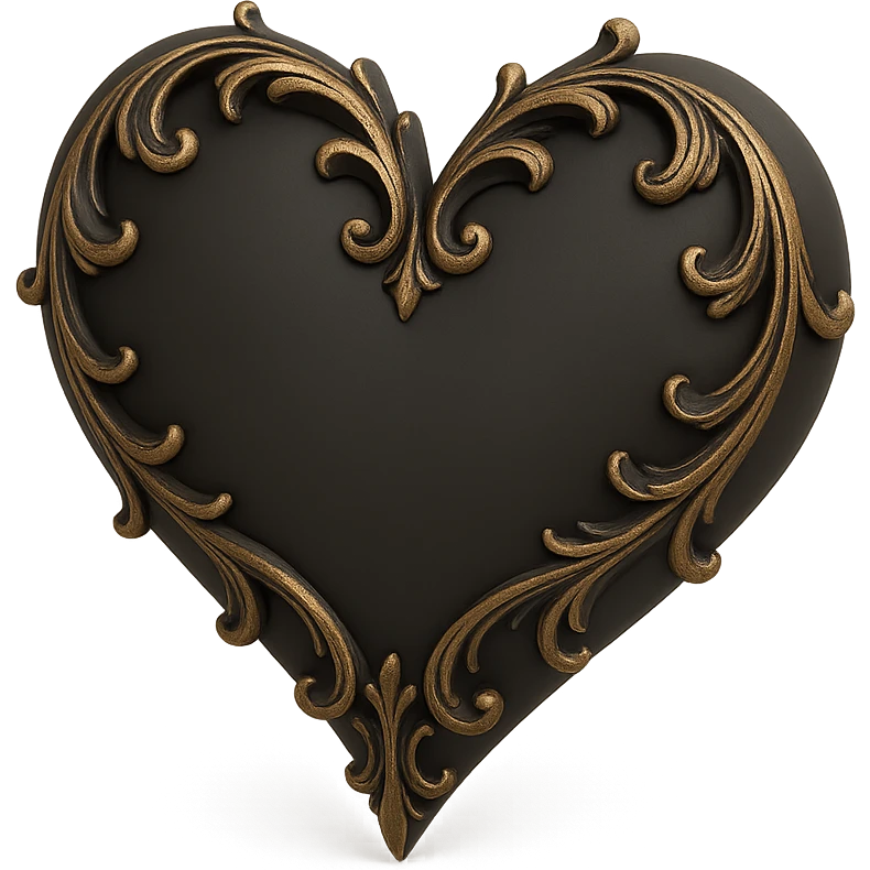 black gothic heart, ornate, dark, elegant emoji