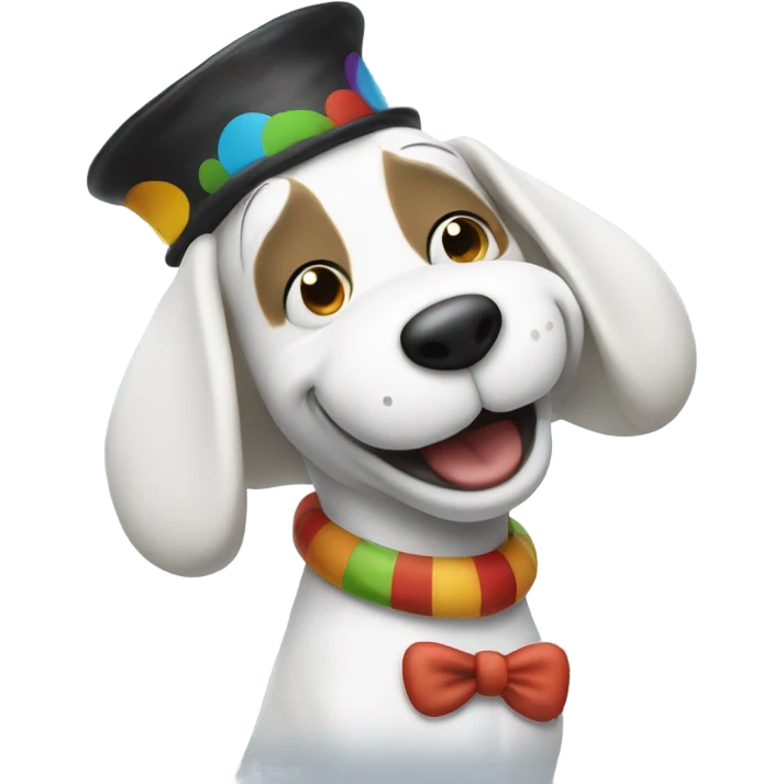 Happy Snoopy wearing a clown hat emoji