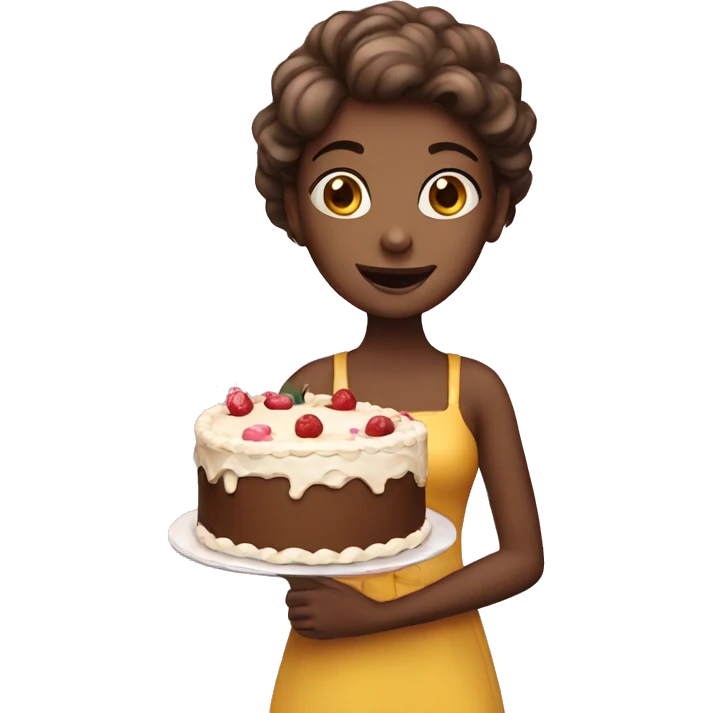 Girl with cake emoji