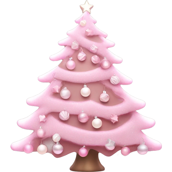 Pastel Pink Christmas tree with pink lights and white ornaments  emoji