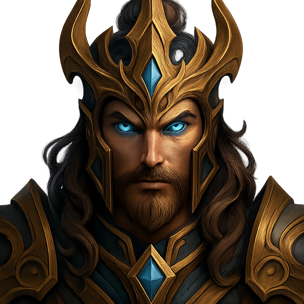 League of Legends hero face, ornate details, glowing eyes, fantasy game art, headshot emoji