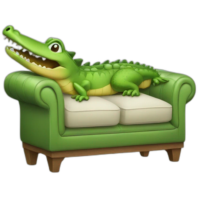 a sofa in a form of a crocodile emoji