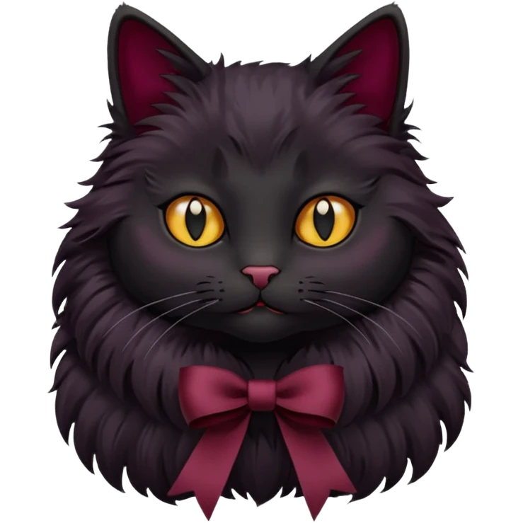 Black cat with burgundy 🎀 emoji