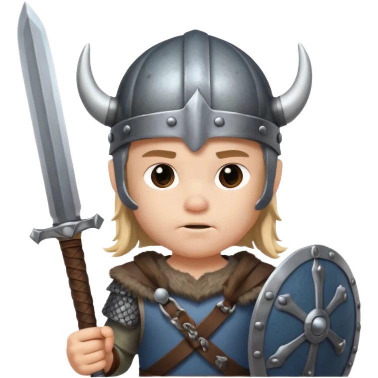 young boy with viking helmet and sword emoji