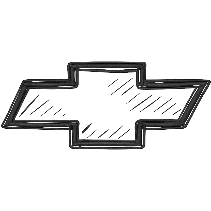 Chevrolet emblem, hand-drawn black outline, sketchy style, no fill, no text emoji