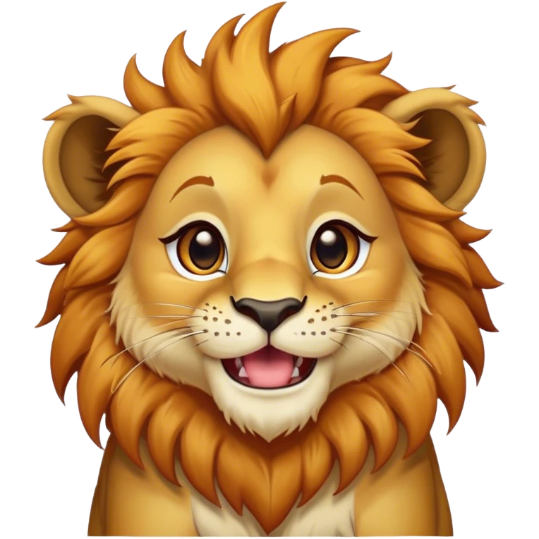 Cinematic Comical Lion Cub Portrait Emoji, Head tilted dramatically with an exaggeratedly amused expression, featuring a striking tawny Fur with a flamboyant mane and wide, expressive amber eyes filled with playful disbelief, Simplified yet hilariously expressive features, highly detailed, glowing with a slightly sassy glow, high shine, dramatic yet playful, stylized with an air of cheeky jungle mischief, bright and endearing, soft glowing outline, capturing the essence of a spirited and over-the-top Lion Cub, so meme-worthy it feels like it could roar its way into internet fame instantly! emoji