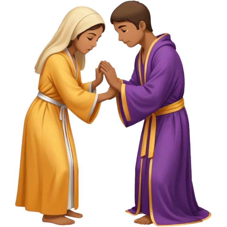 A devout man bowing down to a woman emoji