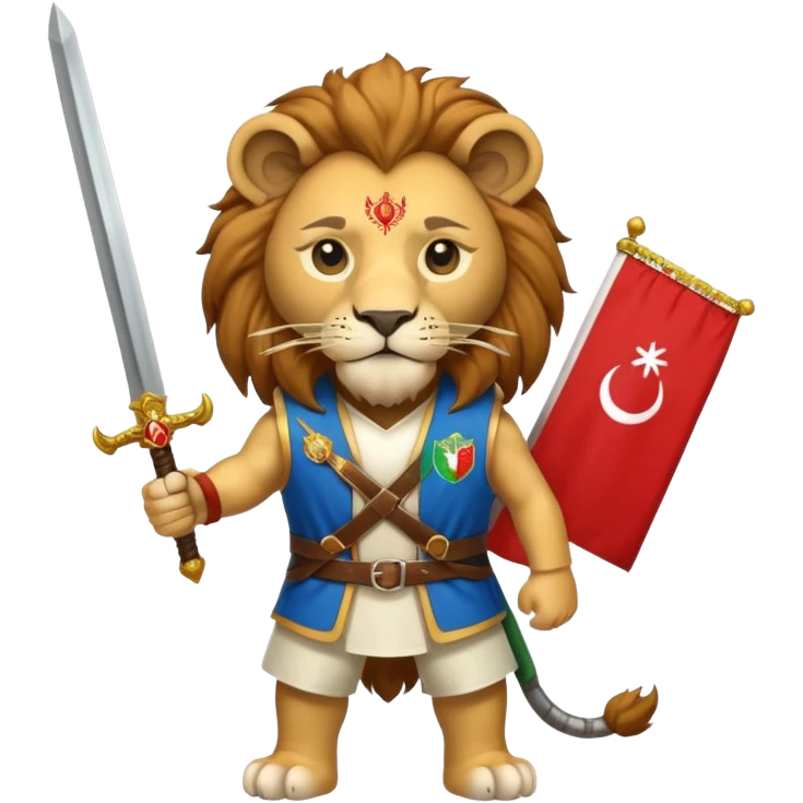 شیر شمشیر به دست در وست پرچم ایران emoji