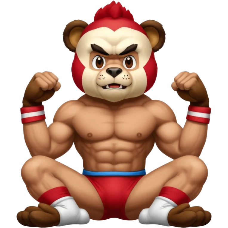 Can you create a emoji of threw Nebraska Cornhusker mascot sitting on top of the UCLA Bruin mascot emoji