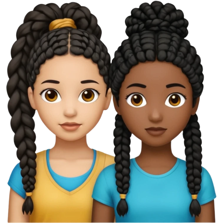 3 girls, 2 of them lightskin one has curly hair one in a ponytail  both black hair and the last girl darkskin with braids emoji