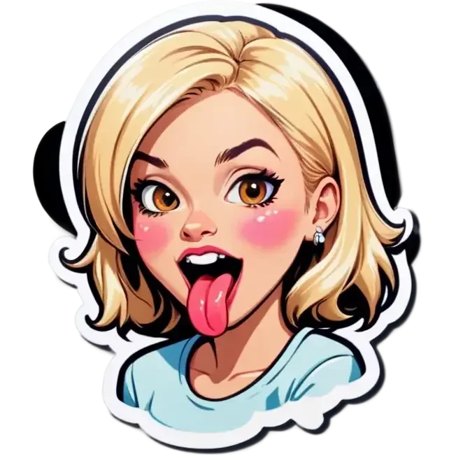 Blonde female with tongue out of mouth emoji