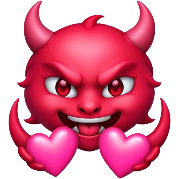 Demon emoji mixed with kissing heart emoji emoji