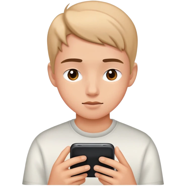 a teen looking at phone screen emoji