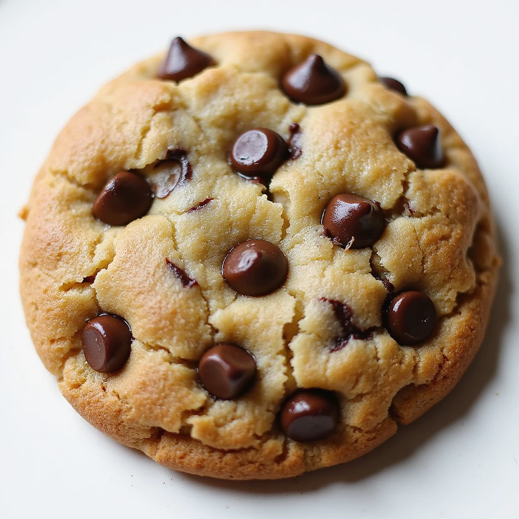 realistic chocolate chip cookie, detailed texture, slightly cracked surface, appetizing look emoji