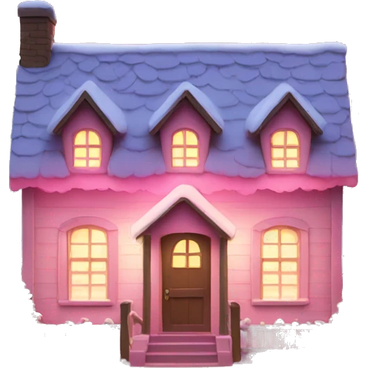 cottage with pretty pink Christmas lights  emoji