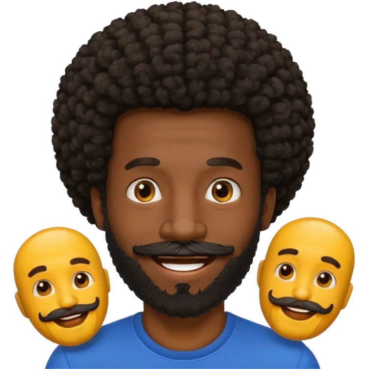 black afro guy with beard and mustache emoji emoji