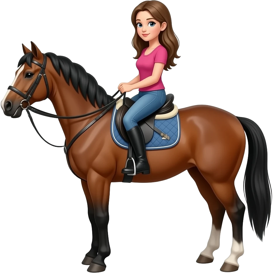 girl rigging horse backeards emoji