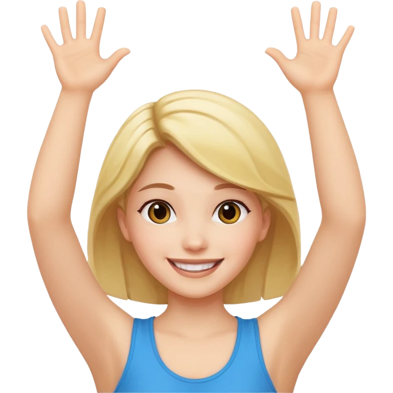 Arms up on a girl who is smiling  emoji