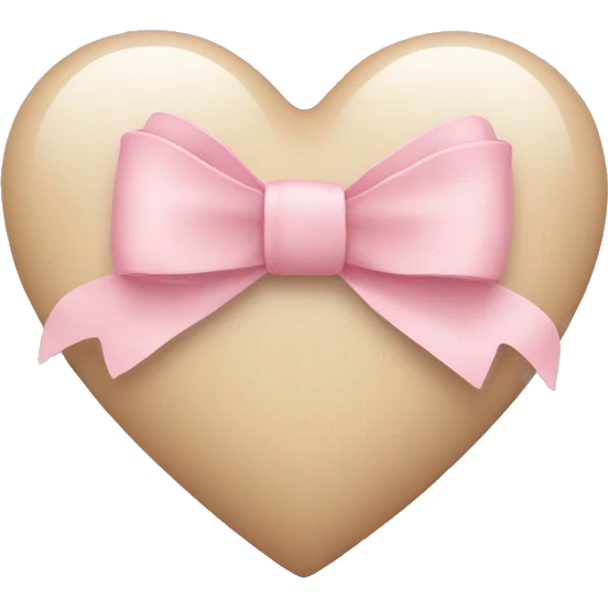 Beige Heart with light pink bow  emoji