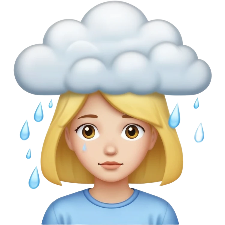 A girl with a raining cloud for a head emoji