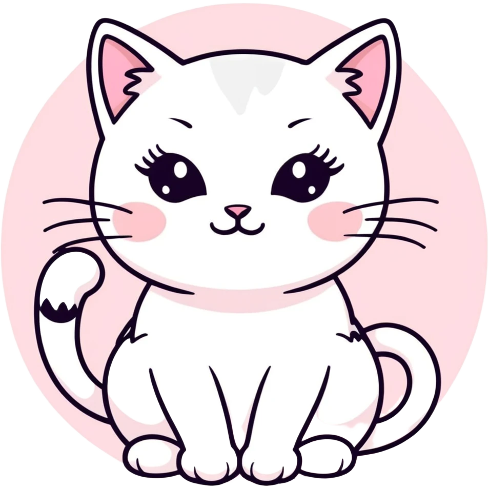 cute white cat with makeup on its face and a little bit of light pink emoji