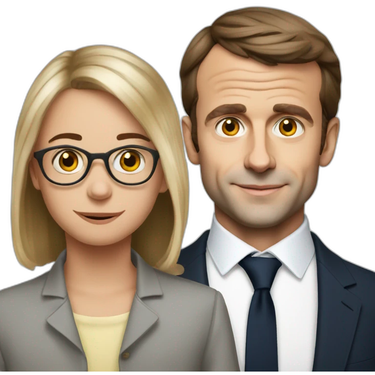 young emmanuel macron with old teacher emoji