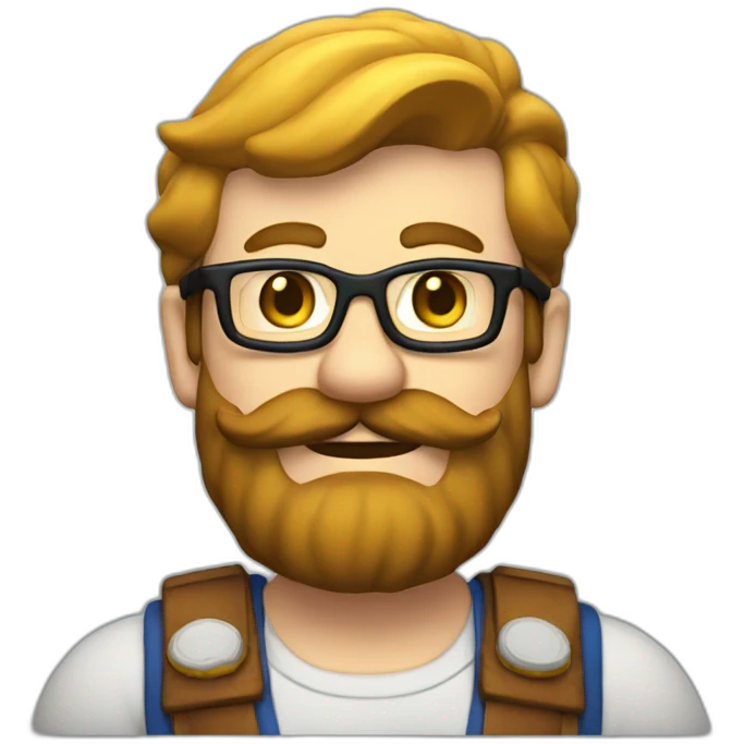 Super Mario nerd with beard emoji