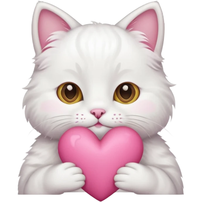 white cat hands holding a pink heart emoji